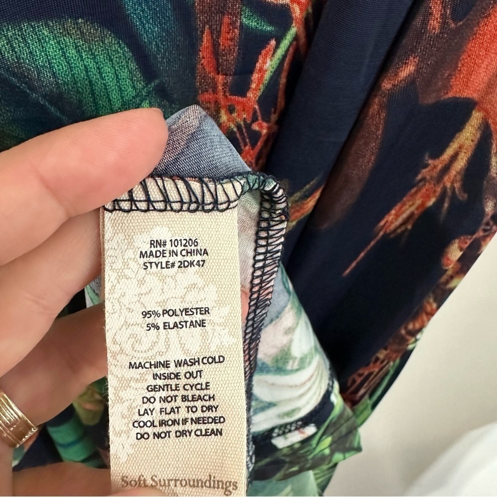 Soft Surroundings Navy Paradise Island Tropical Floral Maxi Dress - Picture 6 of 6